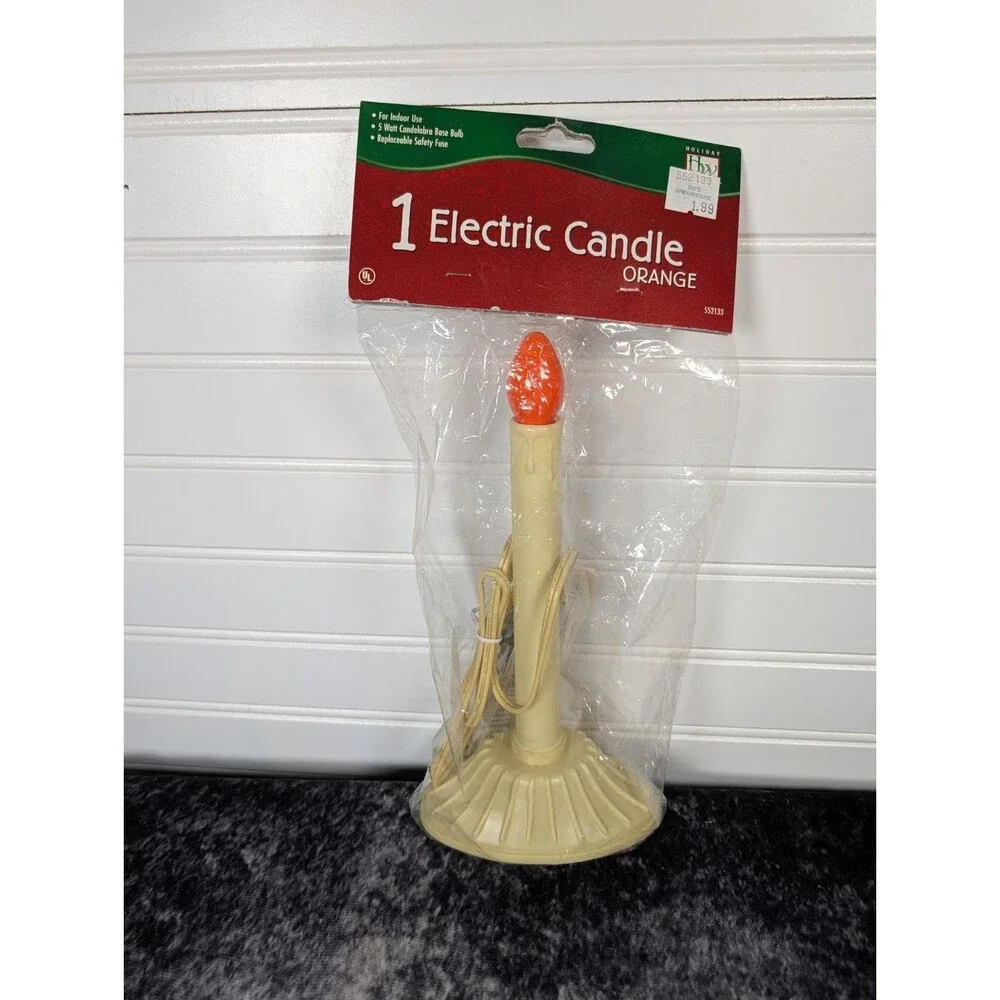 Holiday HW 1 Electric Candle (Orange) Holiday Accents Christmas NIP
